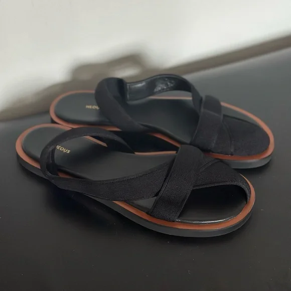 NEOUS black ogma flat sandals - Picture 1 of 7